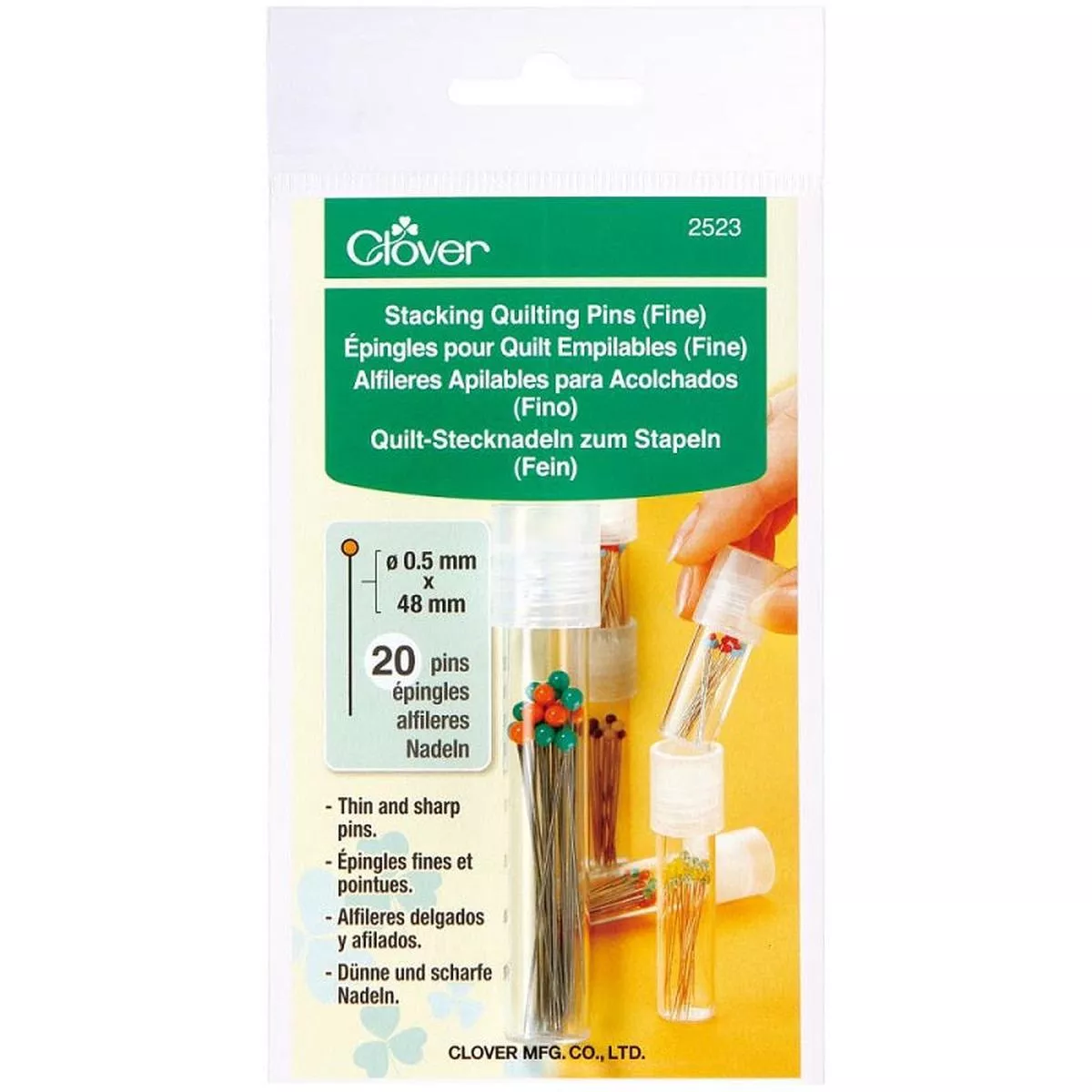 clover-20pc-fine-stacking-quilting-pins-cl2523 Clover 20pc Fine Stacking Quilting Pins CL2523