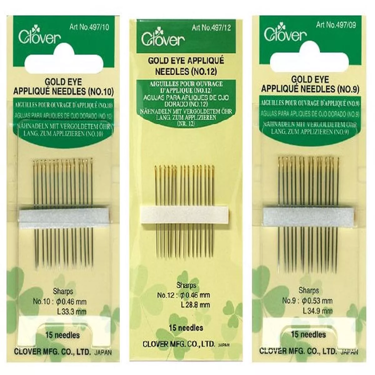 clover-gold-eye-applique-needles-cl497 Clover Gold Eye Applique Needles CL497