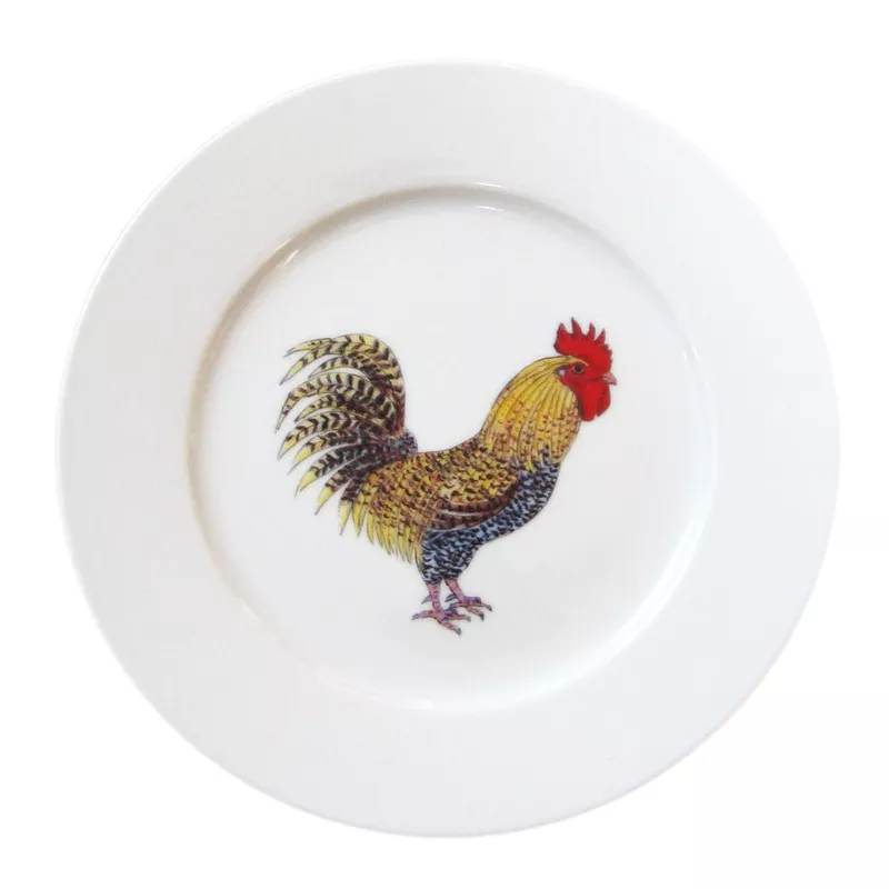 cockerel-rooster-19cm-flat-rimmed-plate Cockerel & Rooster 19cm Flat Rimmed Plate
