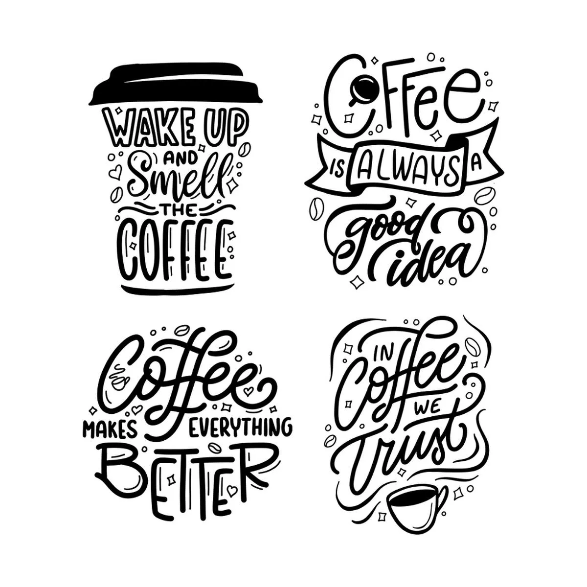 Coffee Quotes Fabric Panel – Black