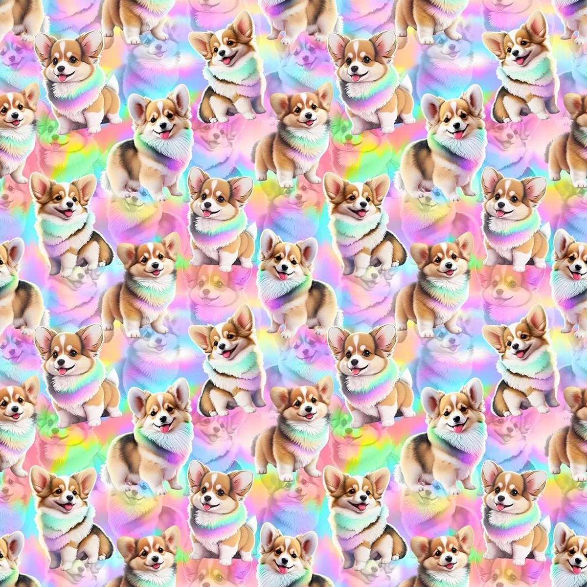 Colorful Corgi Fabric