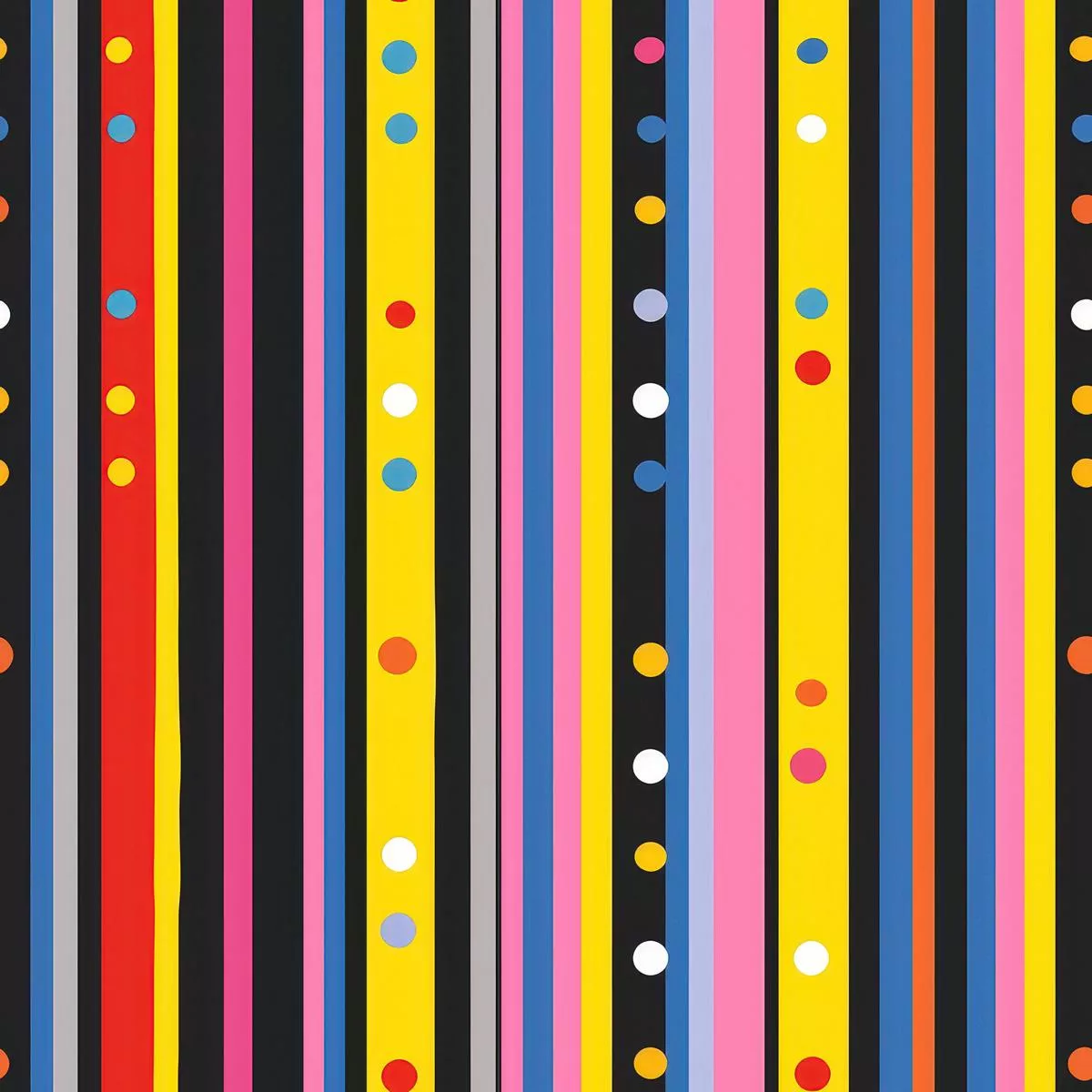 Colorful Stripes and Dots Pattern 8 Quilting Cotton Fabric
