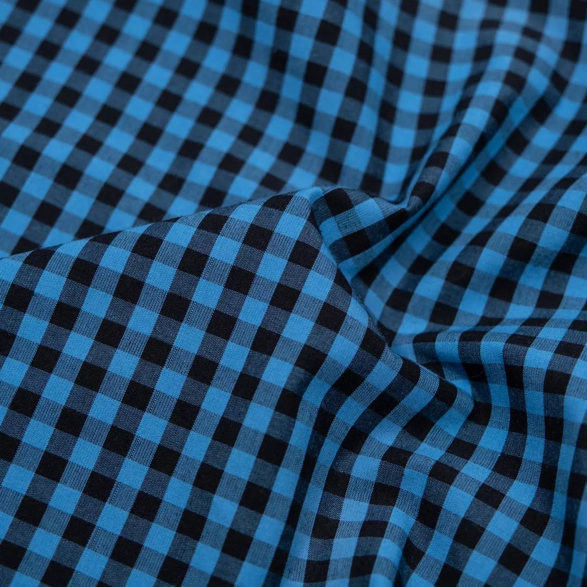 confetti-mini-gingham-cotton-shirting-capri-black Confetti Mini Gingham Cotton Shirting – Capri/Black
