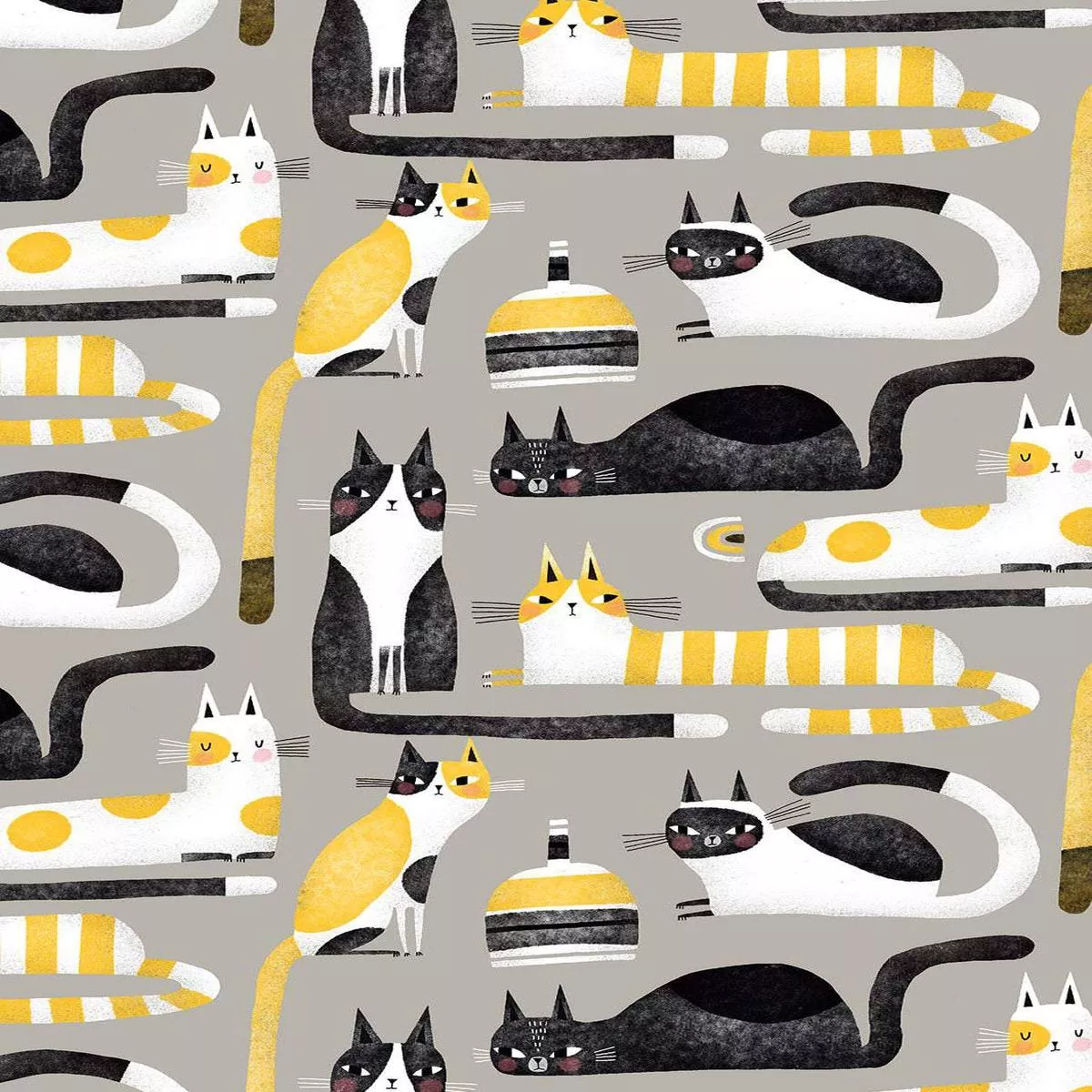 Cosmo Cats Allover By Terry Runyan Grey / Multi
