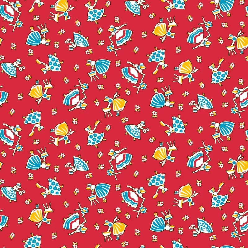 cottage-charm-cherry-red-sunbonnet-fabric Cottage Charm – Cherry Red Sunbonnet Fabric