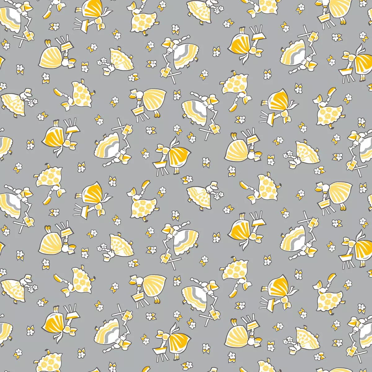 cottage-charm-grey-sunbonnet-fabric Cottage Charm – Grey Sunbonnet Fabric