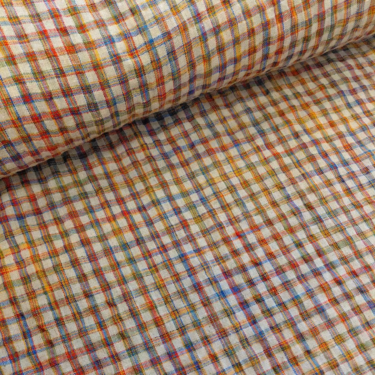 cotton-linen-gingham-cheesecloth-mustard-red Cotton Linen Gingham Cheesecloth – Mustard/Red