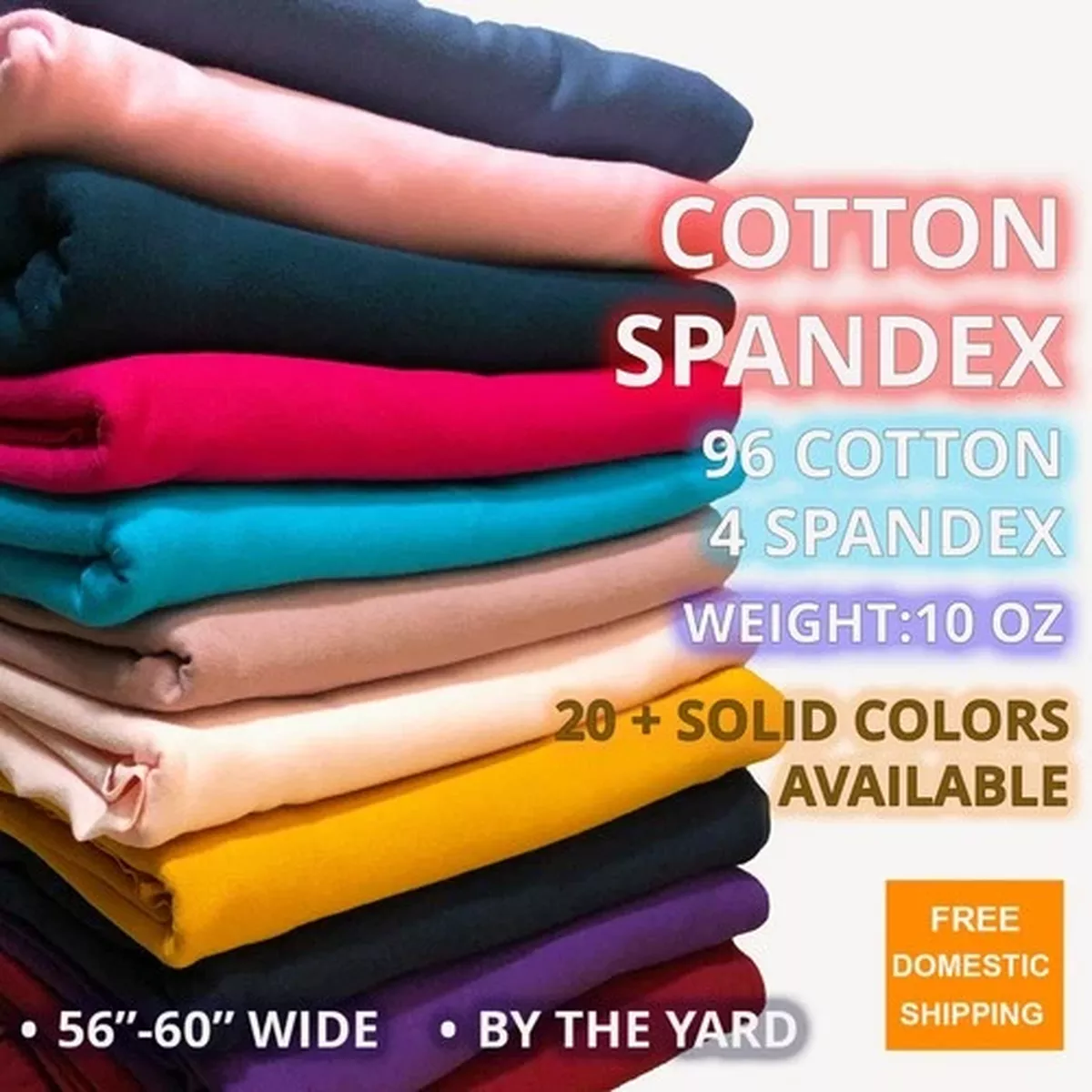 Cotton Spandex Jersey Knit Solid Colors 4 Way Stretch 60″W By Yard