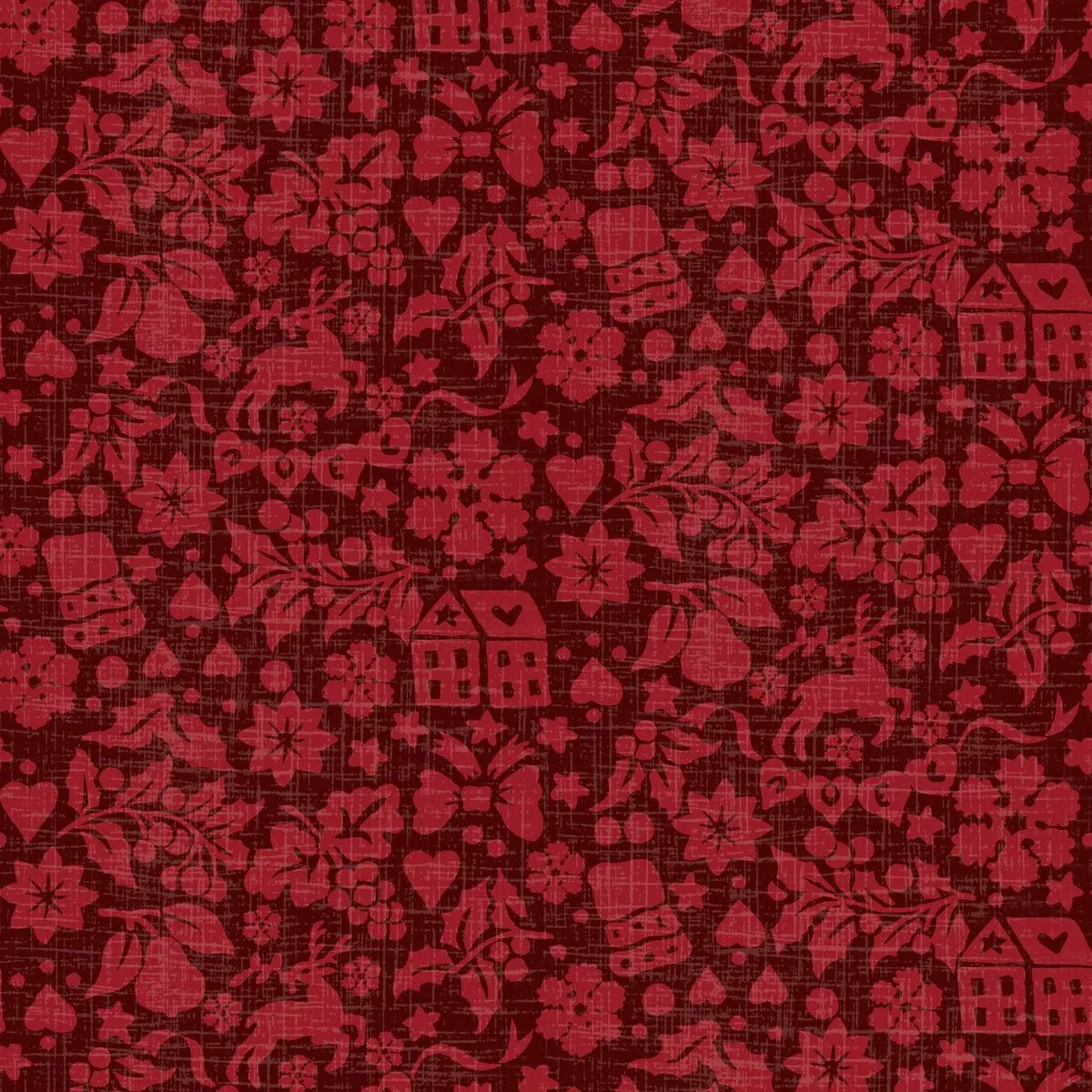 cozy-tidings-on-red-fabric Cozy Tidings on Red Fabric