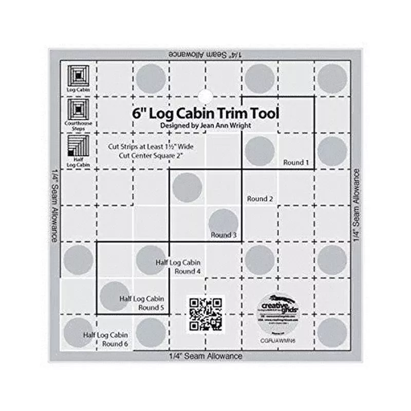 Creative Grids Log Cabin Trim Tool Quilt Ruler CGRJAWMN6