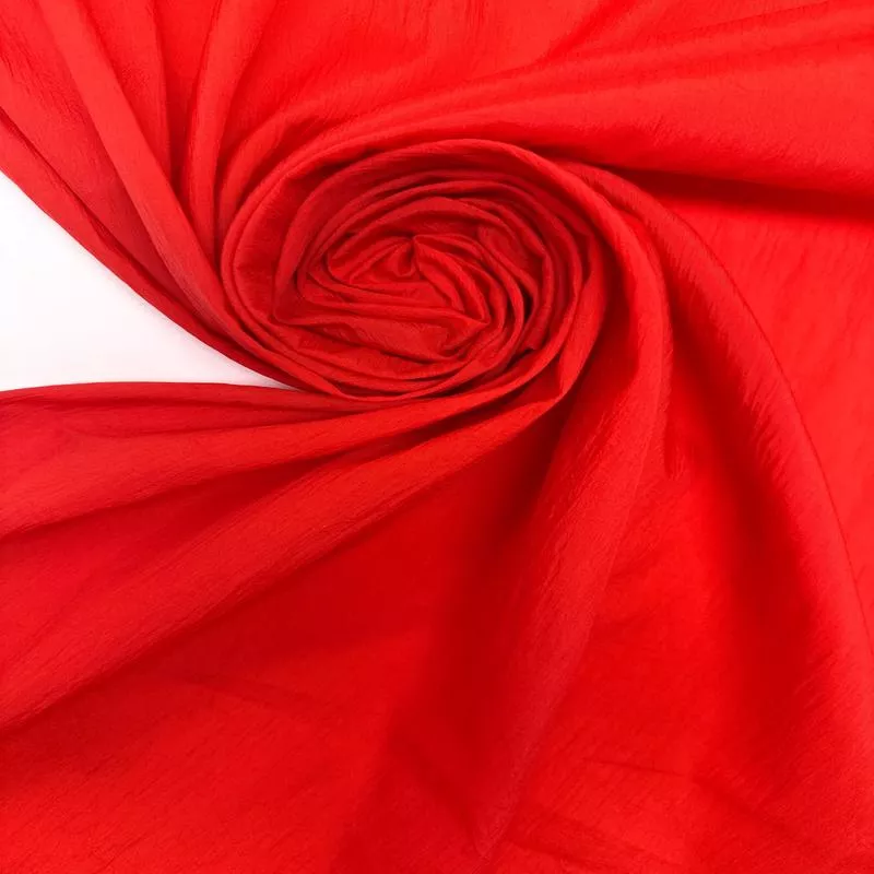 Crinkled Red Polyamid Fabric