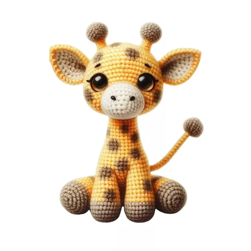 crochet-animals-giraffe-2-fabric-panel Crochet Animals Giraffe #2 Fabric Panel