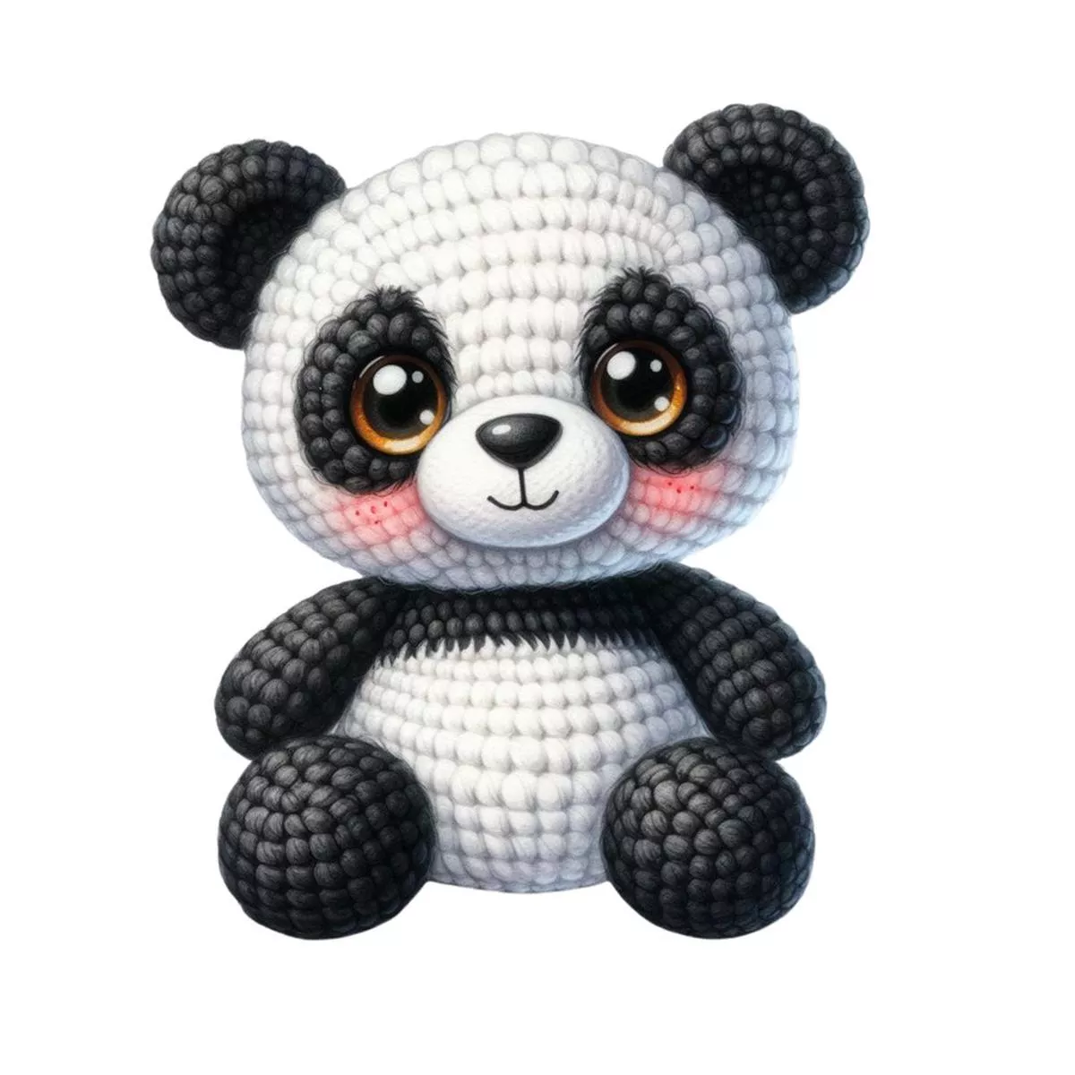 crochet-animals-panda-fabric-panel Crochet Animals Panda Fabric Panel