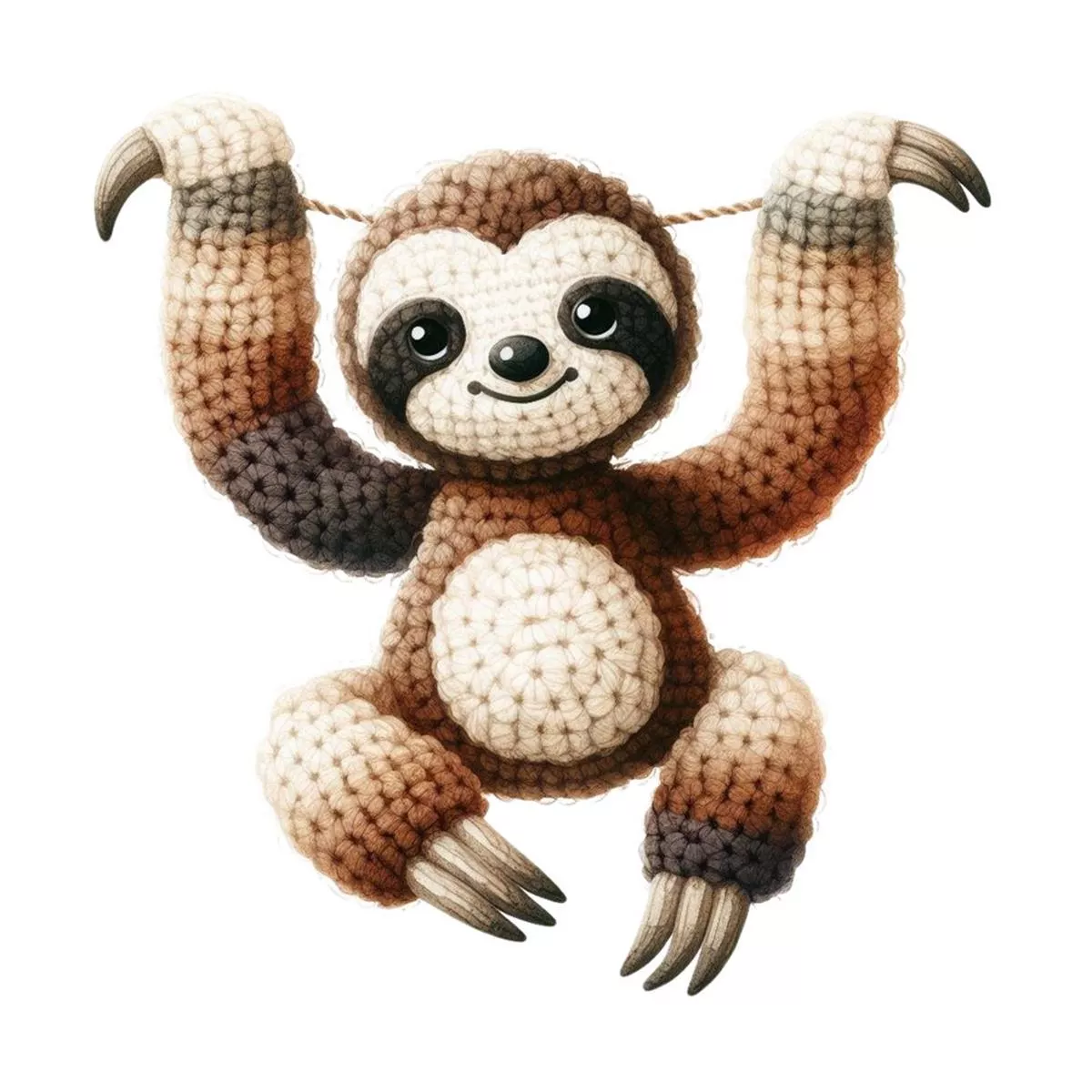 crochet-animals-sloth-fabric-panel Crochet Animals Sloth Fabric Panel