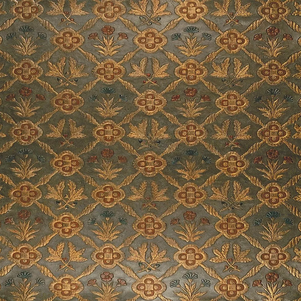 Cuir Chene – Bleu/Gold by Scalamandre Fabric