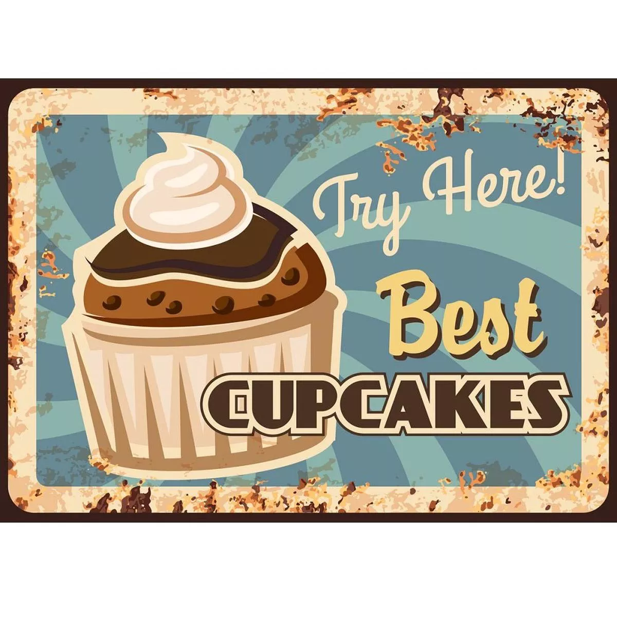 cupcakes-retro-sign-fabric-panel Cupcakes Retro Sign Fabric Panel