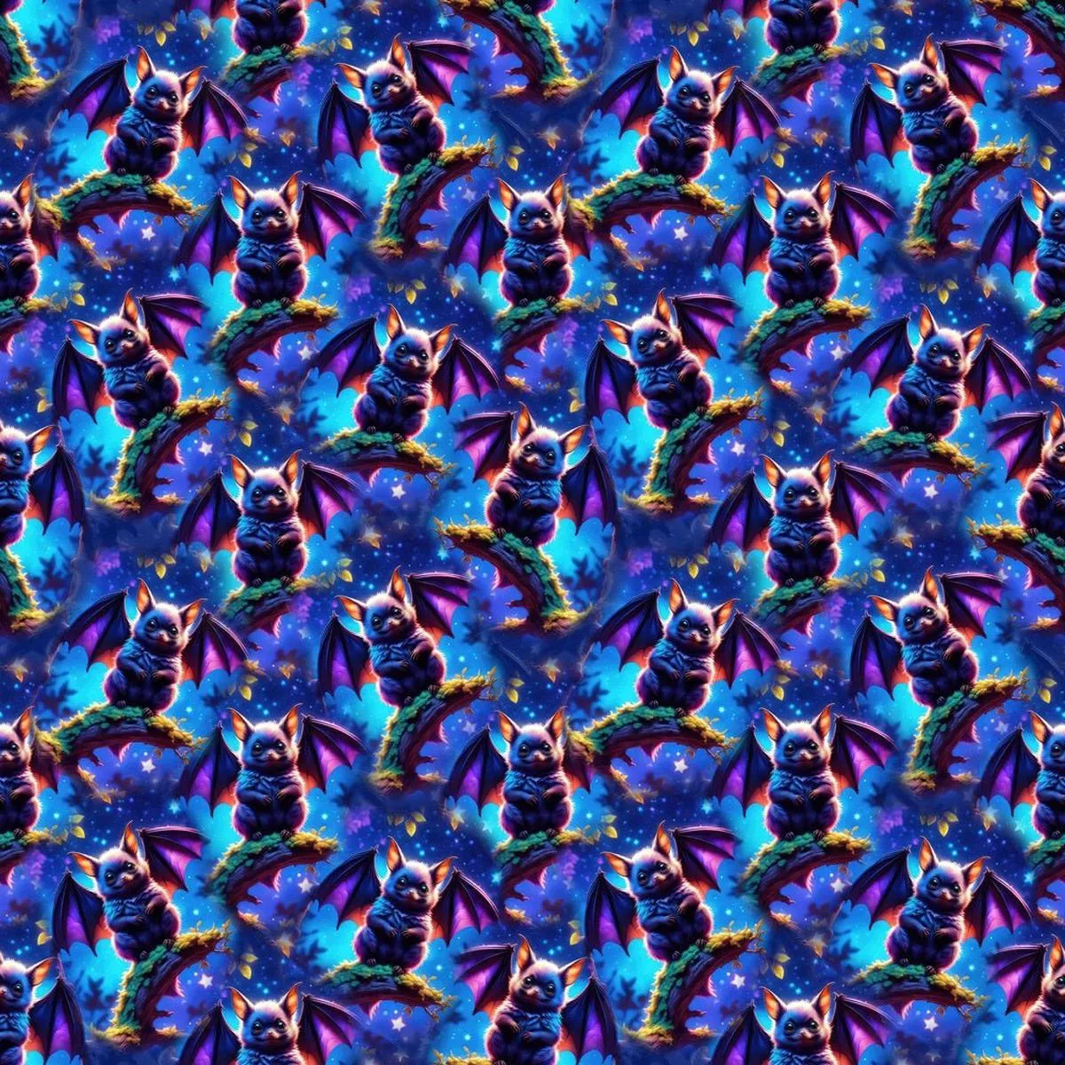 cute-bats-in-forest-fabric Cute Bats In The Forest Fabric