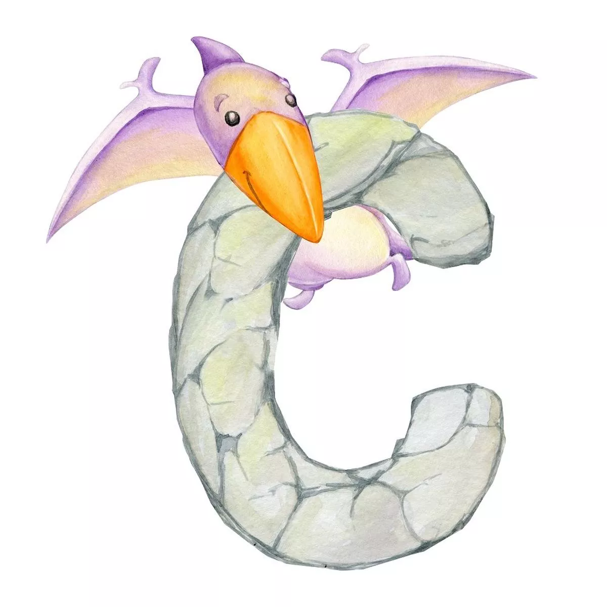 Cute Dinosaur “C” Fabric Panel