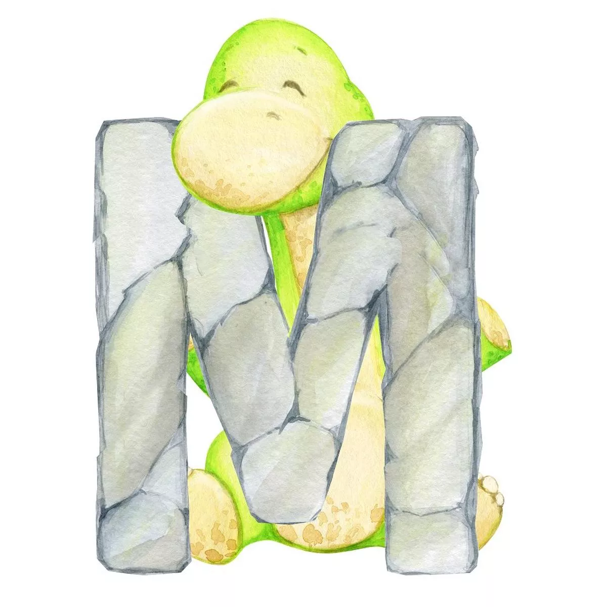 Cute Dinosaur “M” Fabric Panel