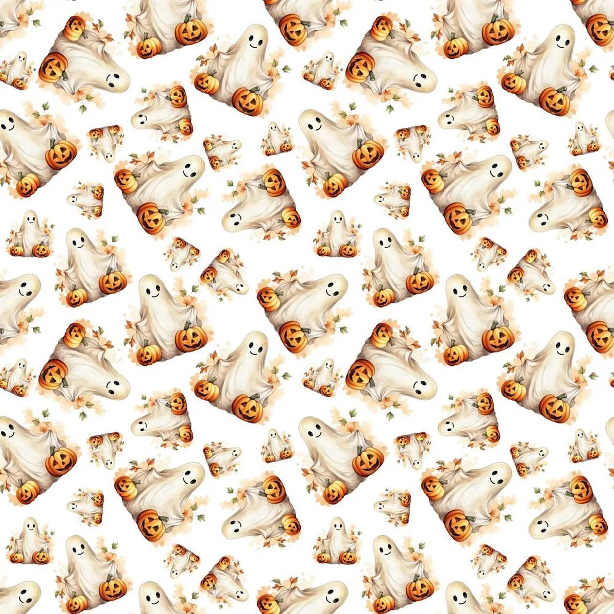 cute-ghosts-pumpkin-fabric Cute Ghosts & Pumpkin Fabric