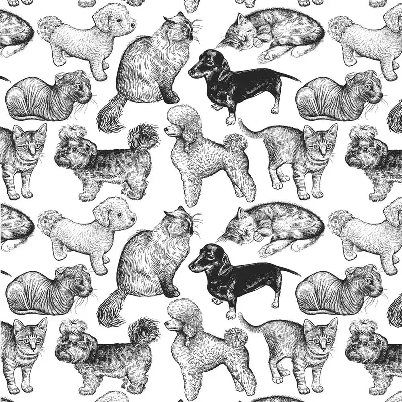 cute-kitten-puppy-fabric-white Cute Kitten and Puppy Fabric – White