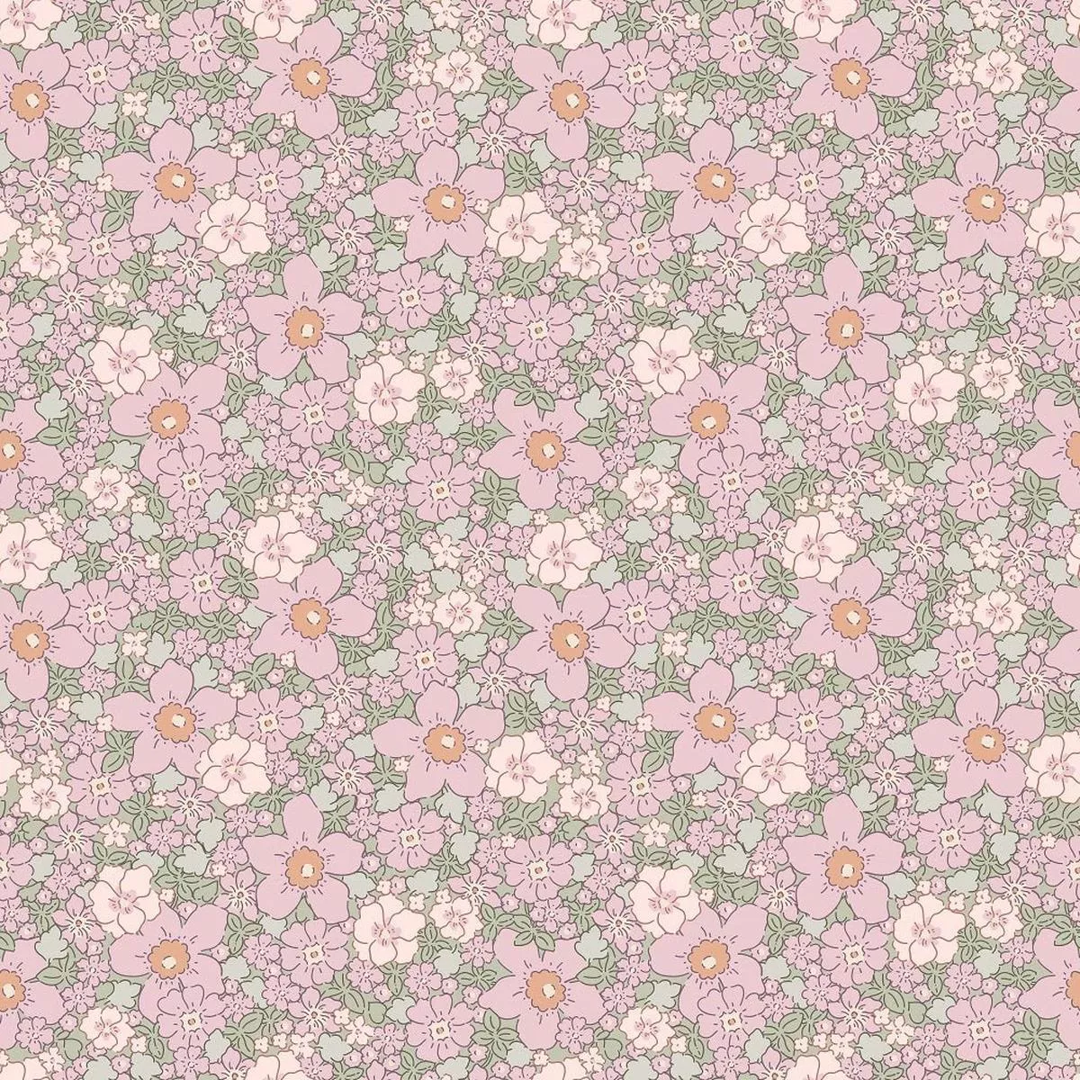cute-kittens-floral-pattern-6-fabric Cute Kittens & Floral Pattern #6 Fabric