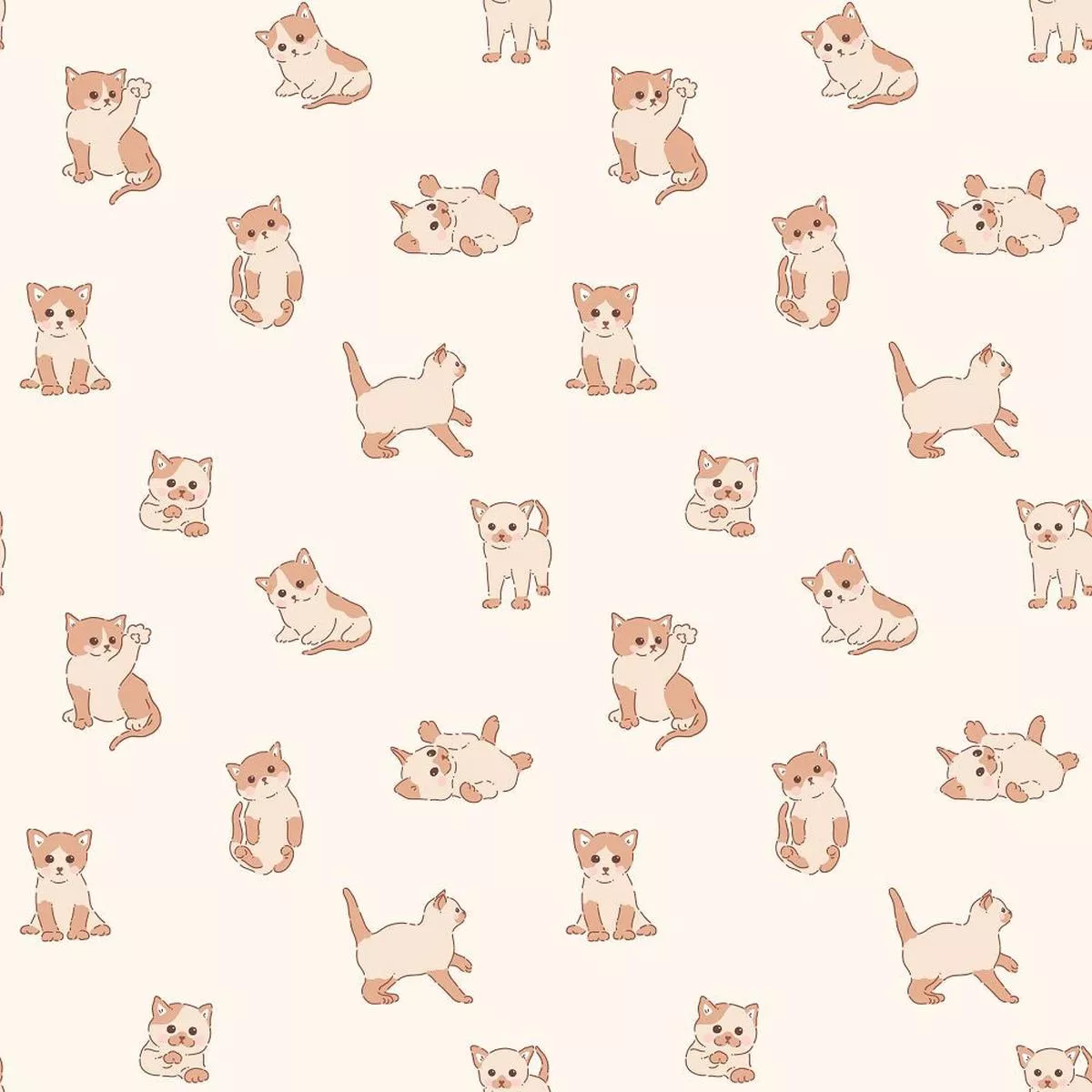 cute-kittens-floral-pattern-8-fabric Cute Kittens & Floral Pattern #8 Fabric