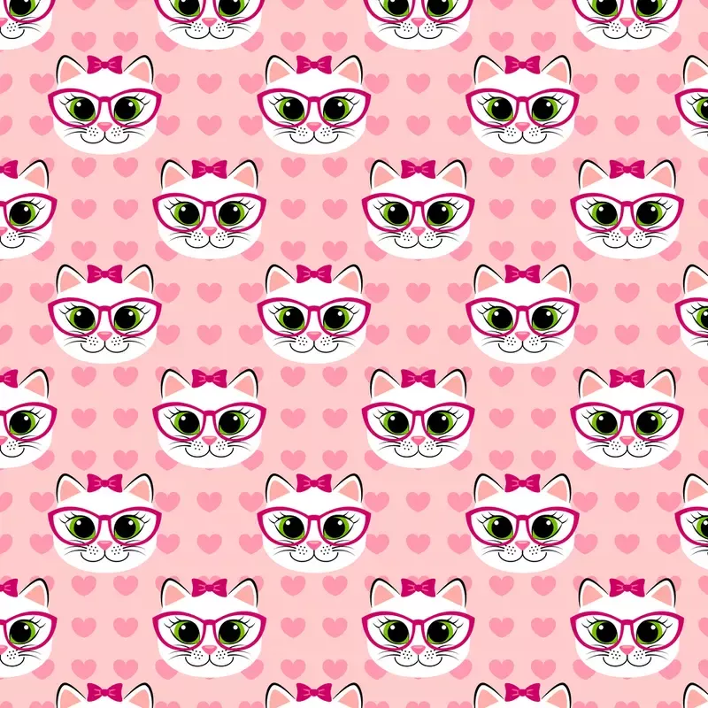 cute-kittens-hearts-fabric-pink Cute Kittens & Hearts Fabric – Pink