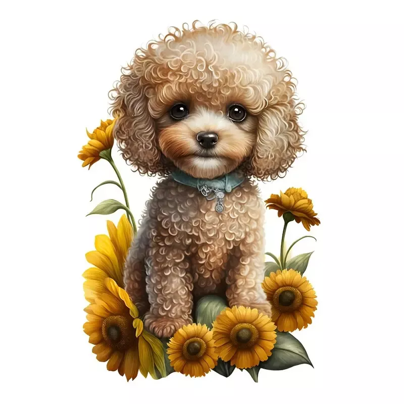 Cute Puppies & Sunflowers #9 Fabric Panel