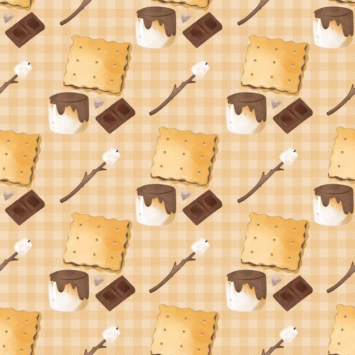 cute-smores-allover-fabric-tan Cute Smores Allover Fabric – Tan