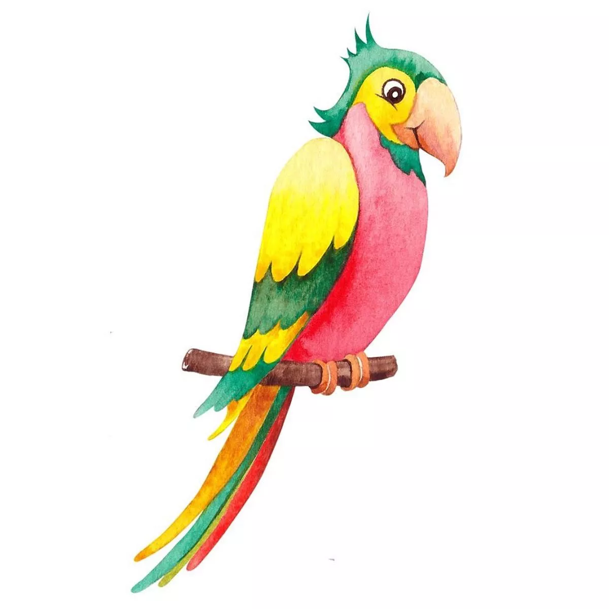 cute-watercolor-parrot-fabric-panel Cute Watercolor Parrot Fabric Panel