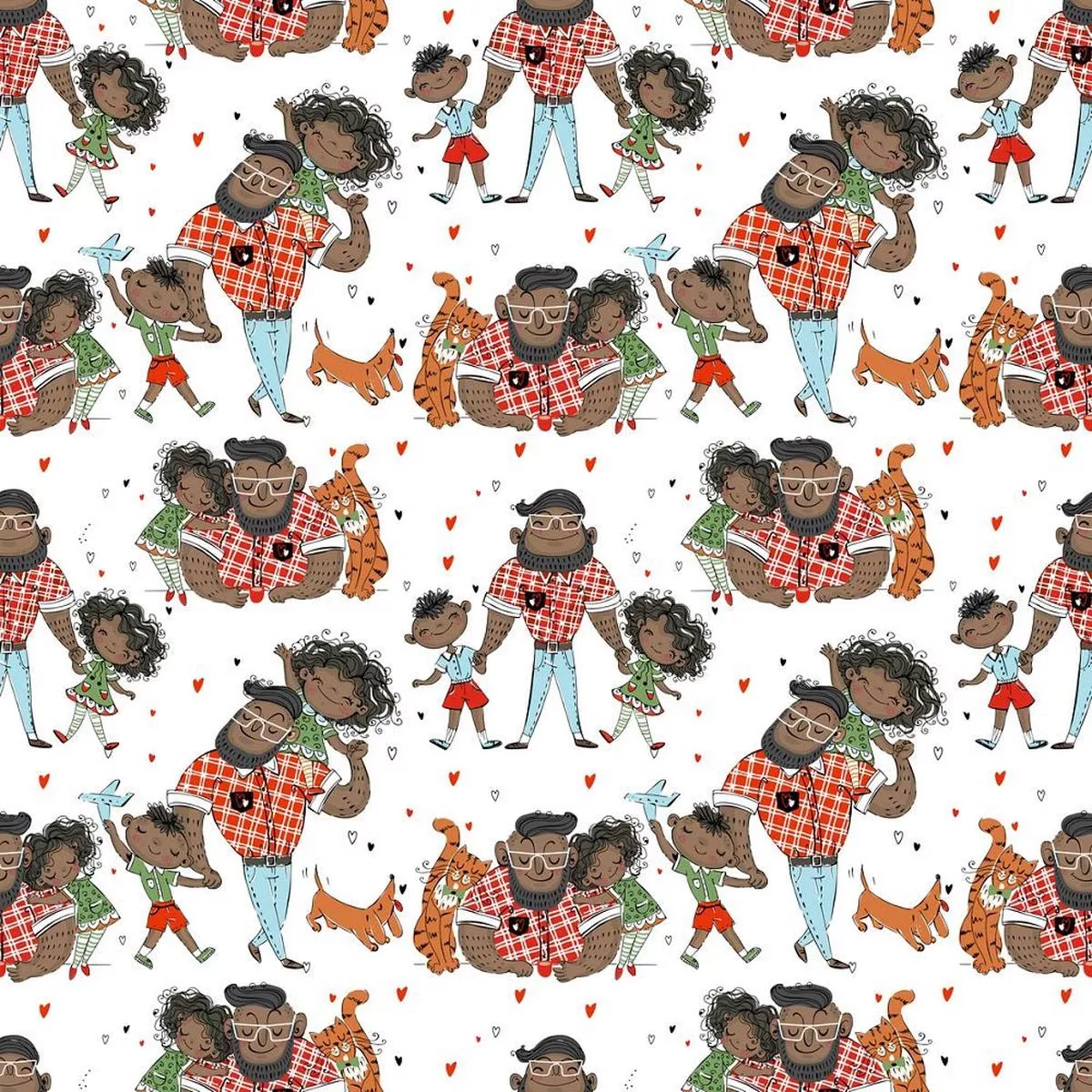 dad-with-kids-variation-2-fabric Dad with Kids Variation #2 Fabric