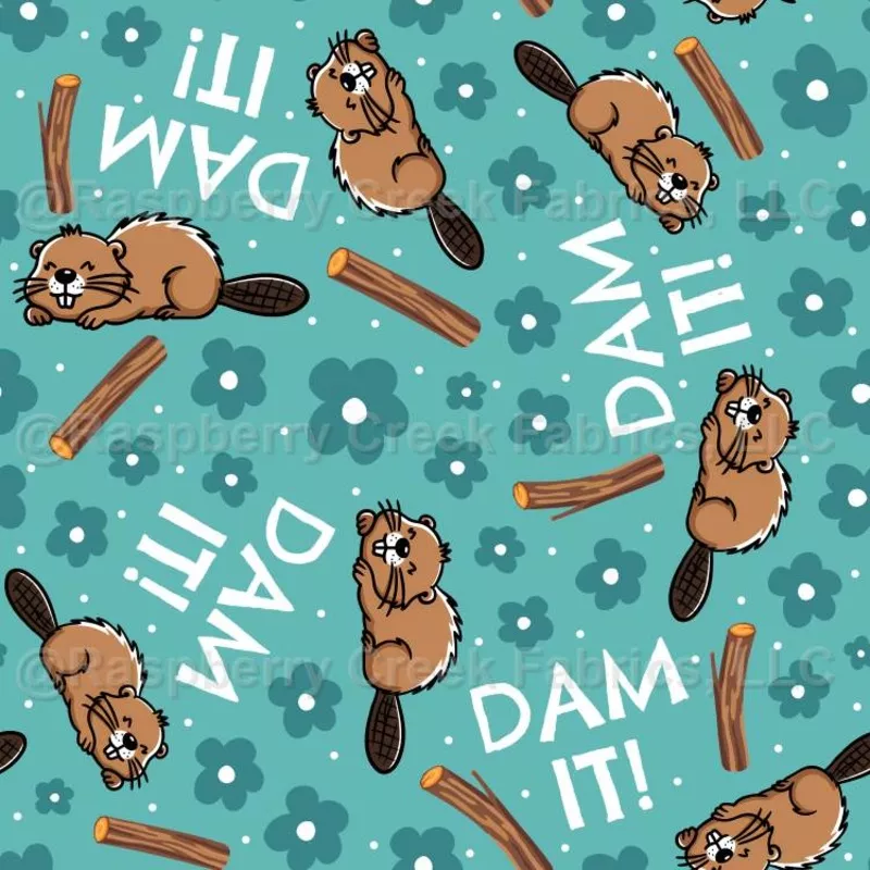 Dam It Beavers in Aqua Blue