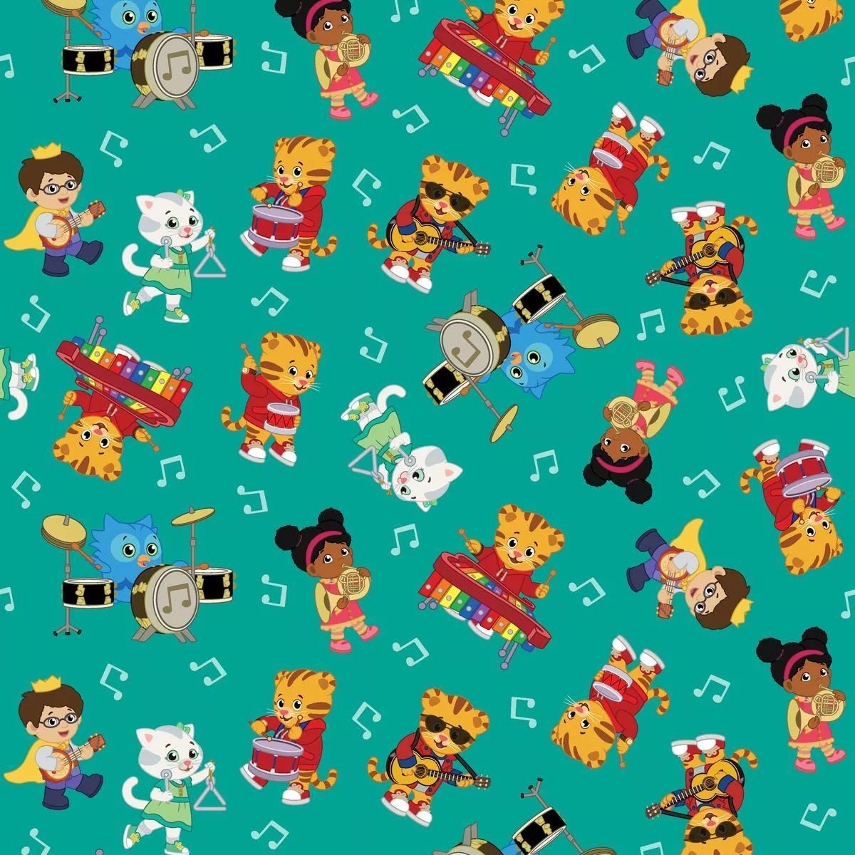 daniel-tiger-music-party-on-slate-fabric Daniel Tiger Music Party on Slate Fabric