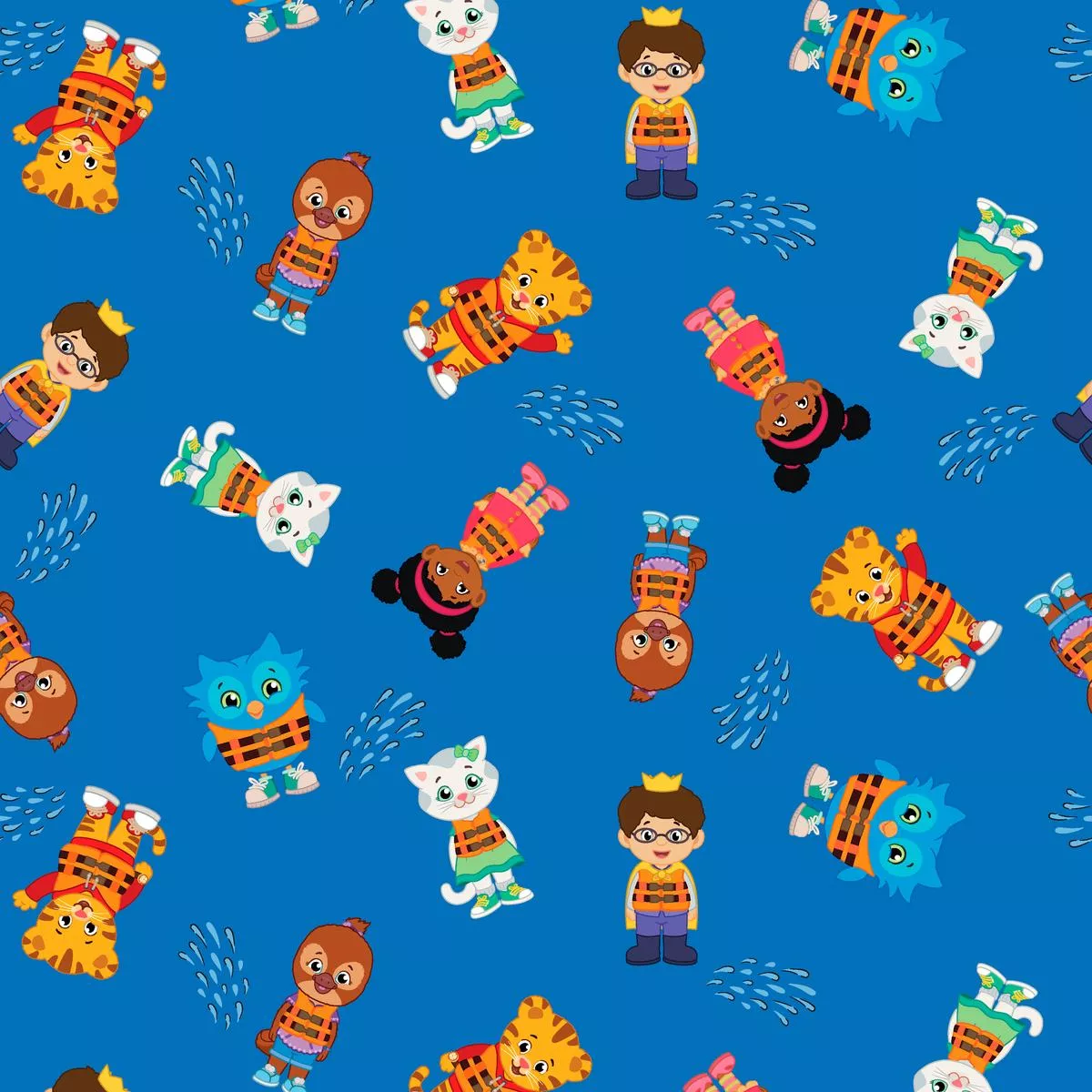 daniel-tiger-safe-splash-with-friends-on-blue-fabric Daniel Tiger Safe Splash with Friends on Blue Fabric