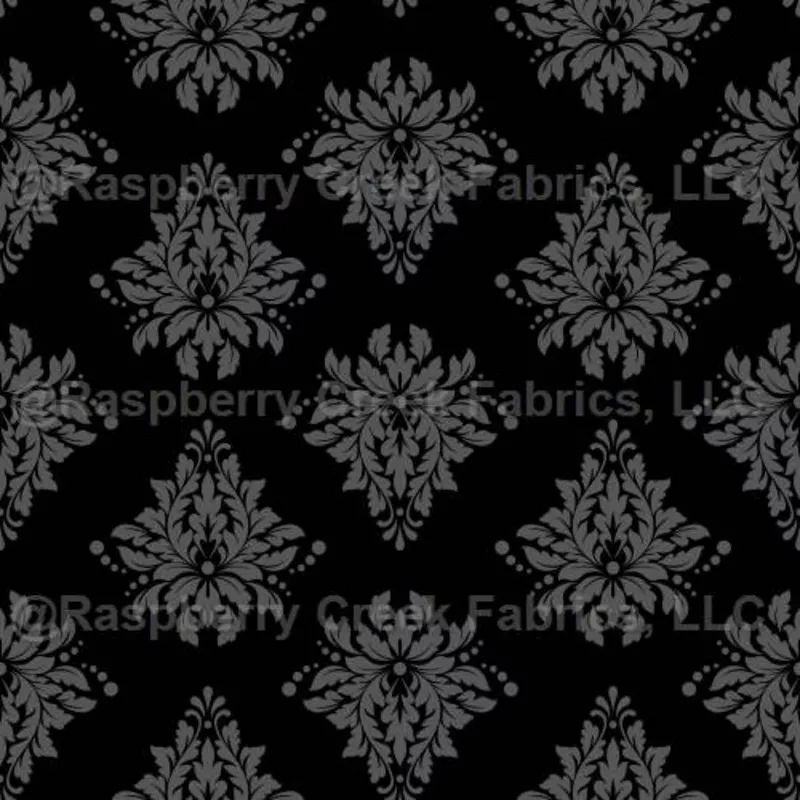 Dark Gray Damask on Black