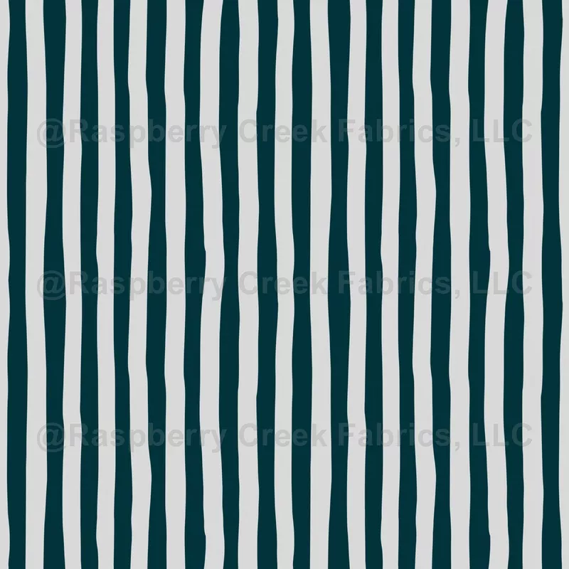 Dark Peacock Blue & Light Gray Wonky Stripes