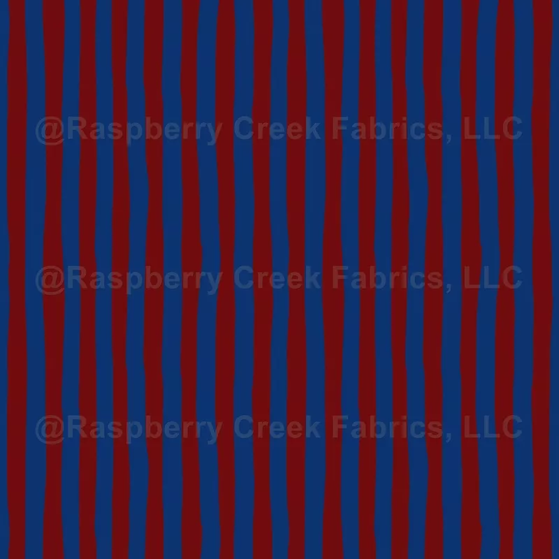 Dark Red & Dark Blue Wonky Stripes