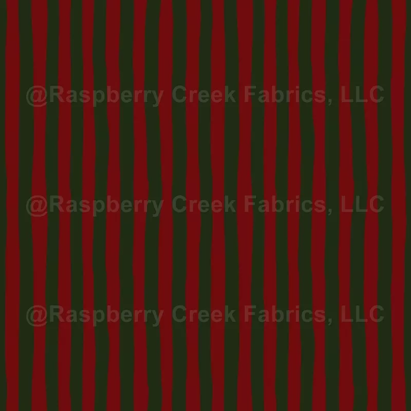 Dark Red & Dark Green Wonky Stripes