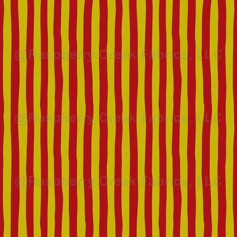 Dark Yellow & Red Wonky Stripes
