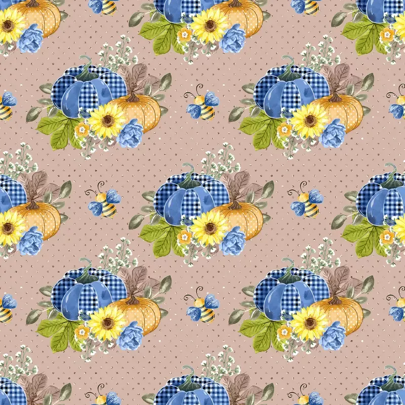decorative-pumpkins-polka-dots-fabric-tan Decorative Pumpkins & Polka Dots Fabric – Tan