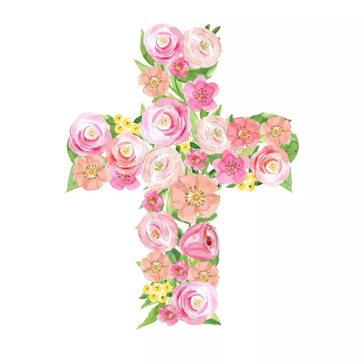 Delicate Floral Cross Fabric Panel