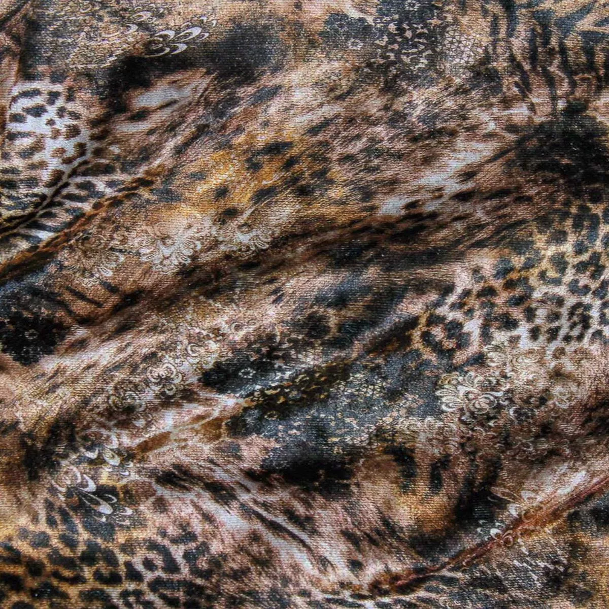Digital Animal Stretch Velvet Brown / Black