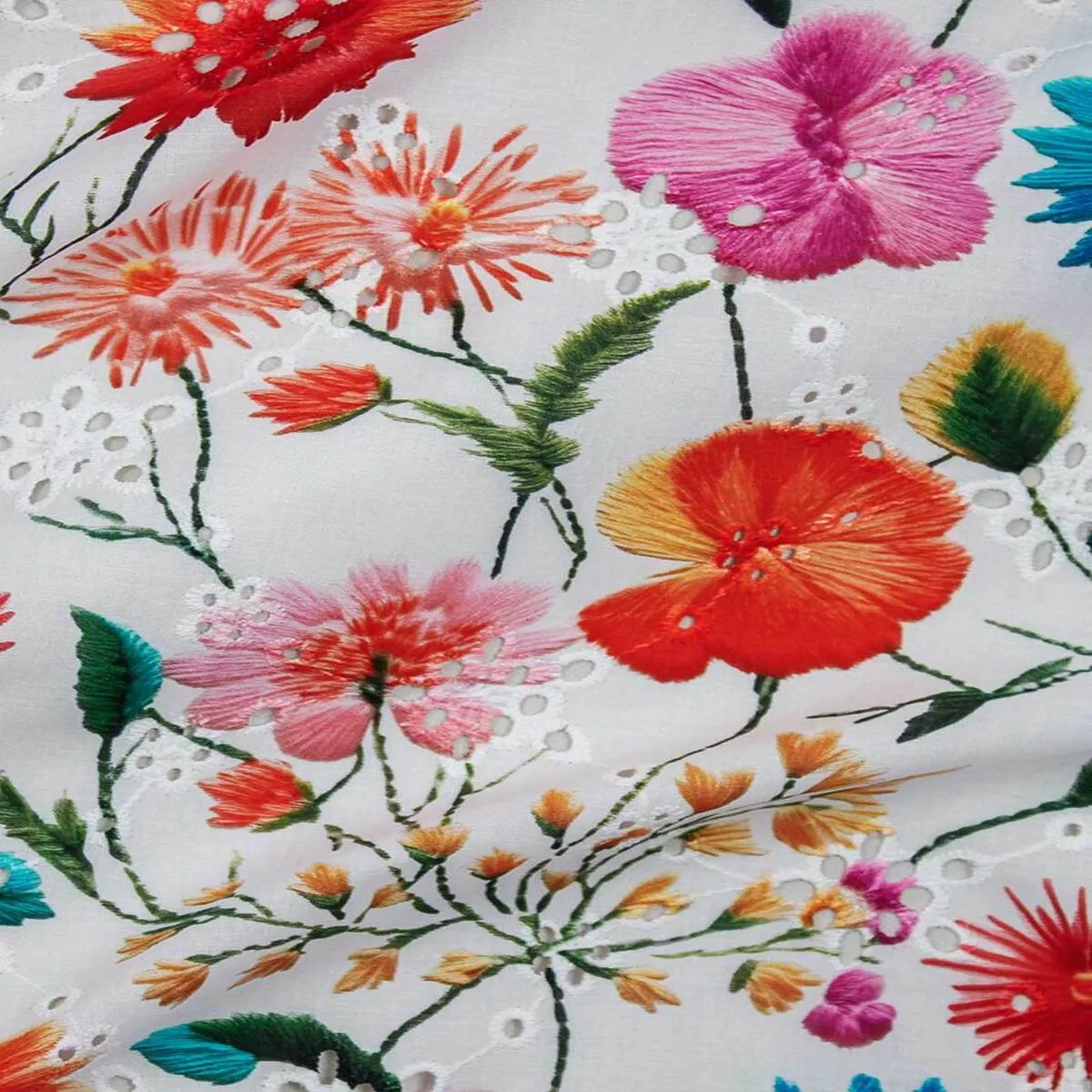 Digital Bloom Eyelet White / Multi