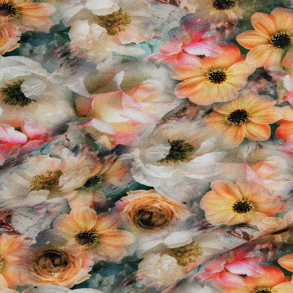 Digital Floral Crepe Yellow / Multi