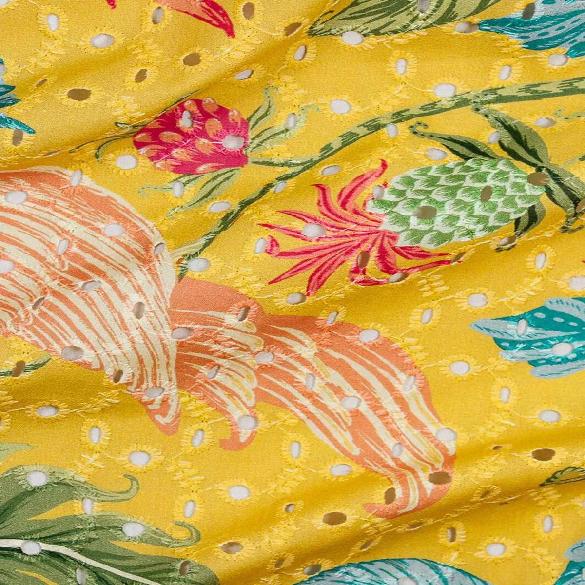 Digital Tropical Eyelet Mustard / Multi