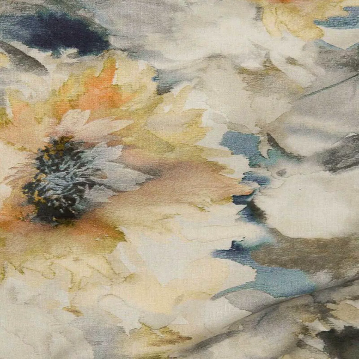 Digital Watercolour Voile Yellow Multi