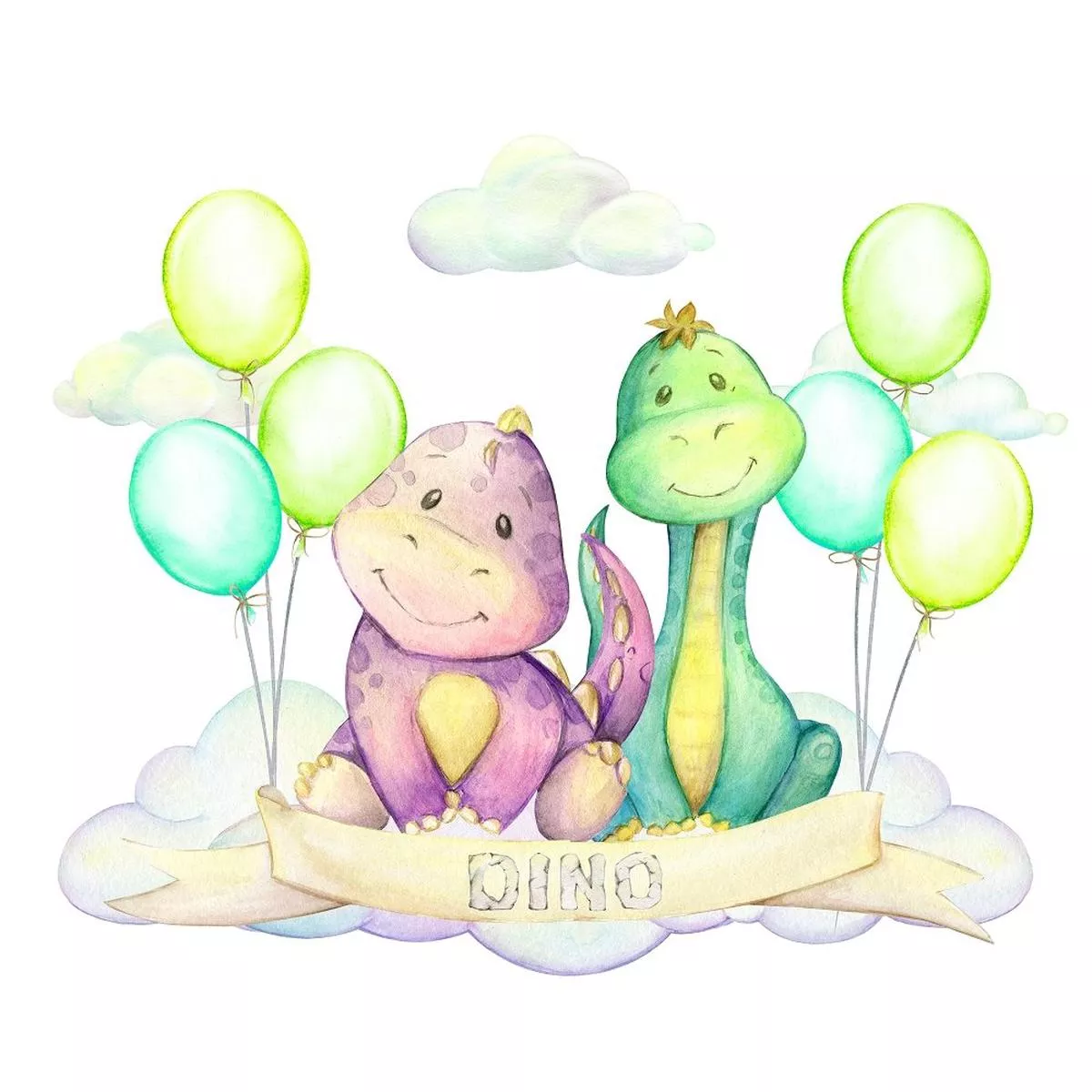 dino-party-in-sky-fabric-panel Dino Party in the Sky Fabric Panel