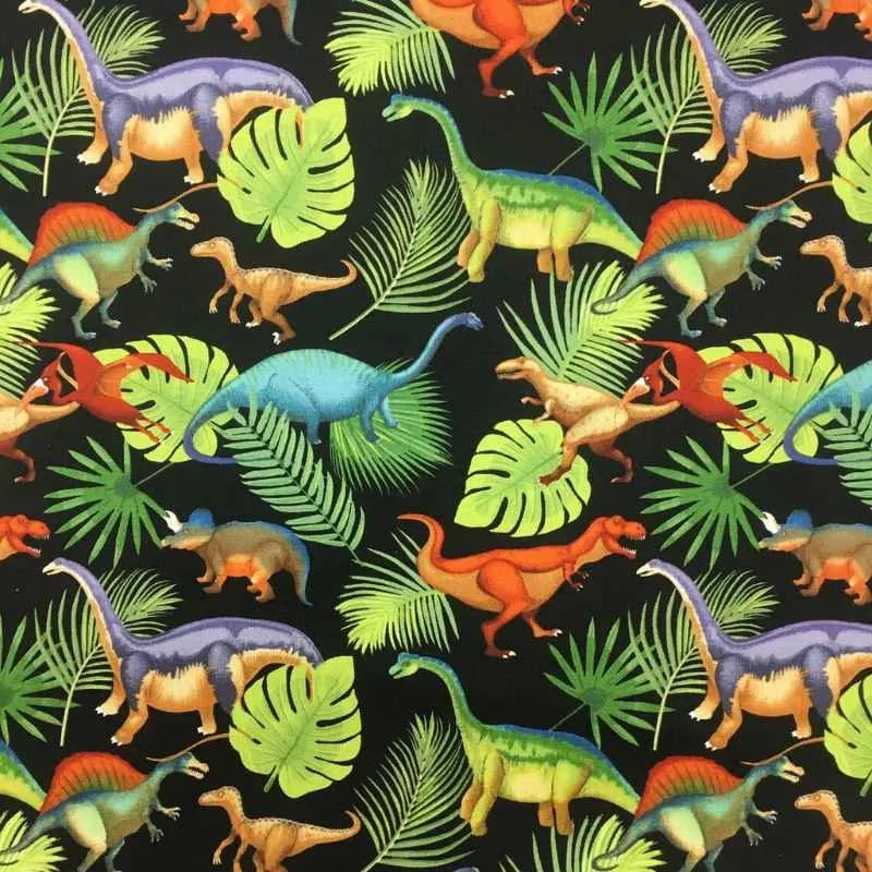 dinosaur-prehistoric-pets-cotton-print Dinosaur Prehistoric Pets Cotton Print