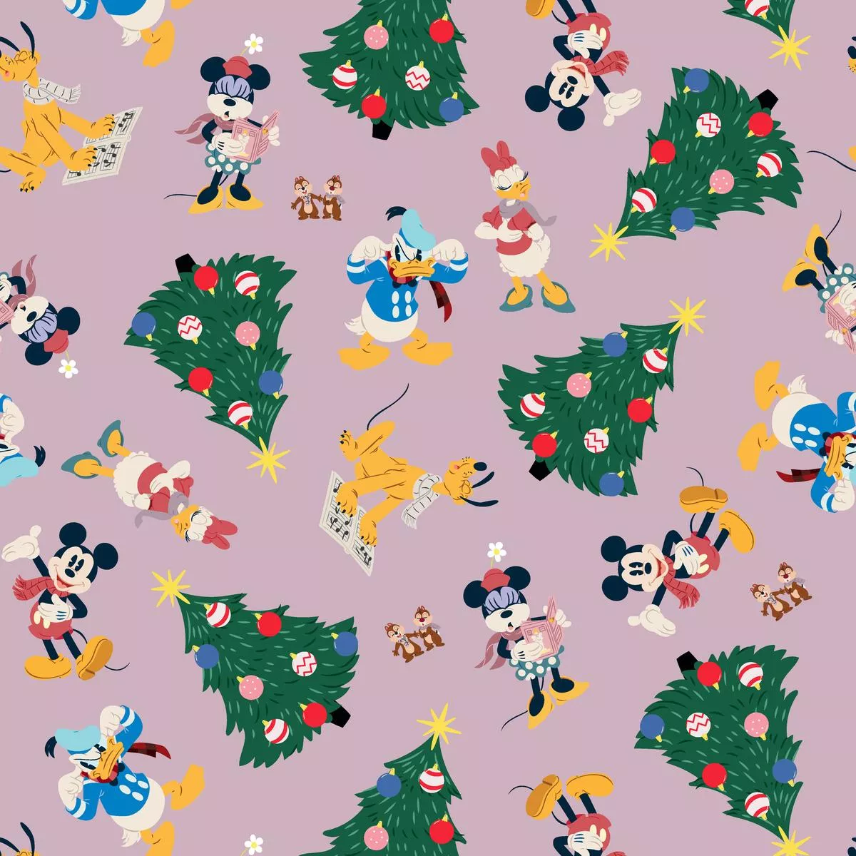 disney-christmas-characters-pattern-in-lilac Disney Christmas Characters Pattern in Lilac